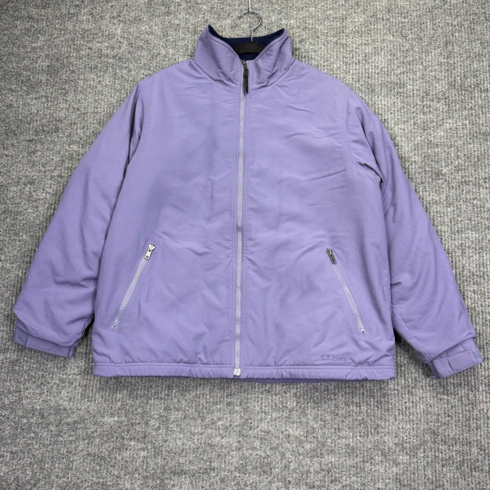 LL Bean Womens Large Purple Polartec Fleece Lined Three Season Jacket Vintage